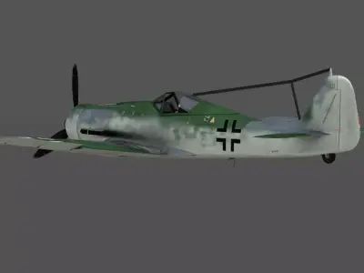 Focke-Wulf Fw 190 D-9 Dora 3D Model WWII German Fighter  Free low-poly 3D model