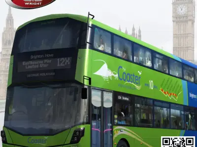 Wrightbus Streetdeck Coaster Green livery Low-poly 3D model