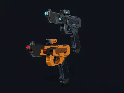 Cyber Cop Pistol Low-poly 3D model