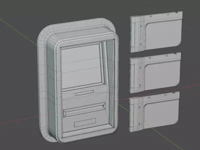 Low Poly Access Terminal and Keycards Low-poly 3D model