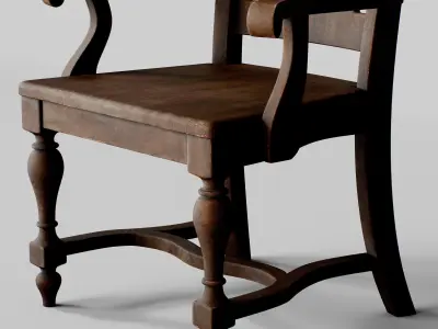 Old Wooden Chair  3D model