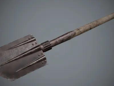 Shovel Old Painted Low-poly 3D model