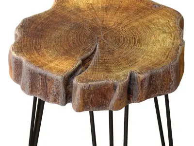 Rustic solid wood coffee side Table Eco Loft style 3D model