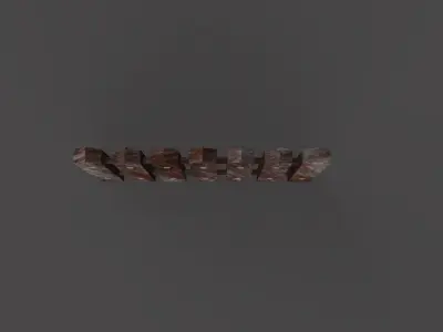 Ancient wooden fence  Low-poly 3D model