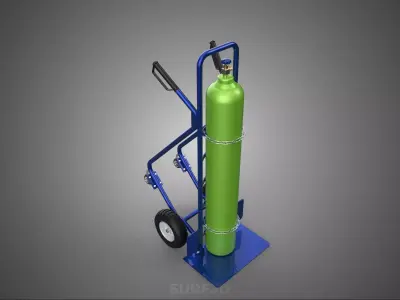 PORTABLE MEDICAL OXYGEN BOTTLE CYLINDER HAND TRUCK TROLLEY CART 3D model