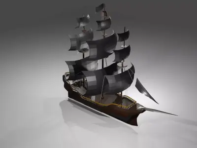Low poly pirate ship Free low-poly 3D model