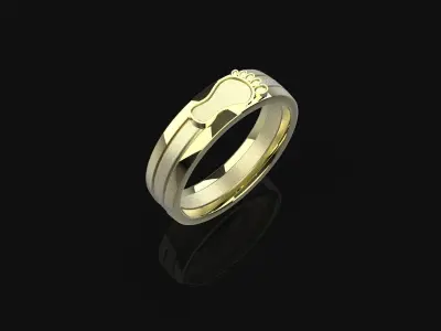 3D Model- Dual-Part Baby Footprint Ring - 3D print model  3D print model