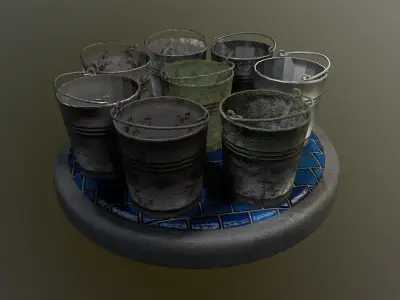 Bucket Pack Low-poly 3D model