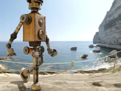 Steampunk robot Free low-poly 3D model