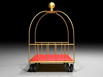 Trolley 3 golden cart with seat 3D model