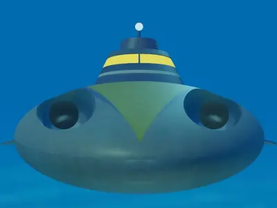 Stringray submarine flying in sky Free 3D model