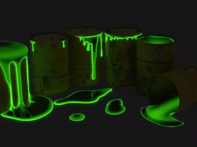 Toxic Waste Barrels Low-poly 3D model