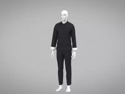Kung Fu Uniform Low-poly 3D model