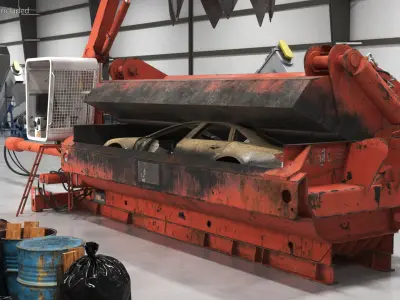 Portable Metal Baler with Scrap Car  purchase 3D model
