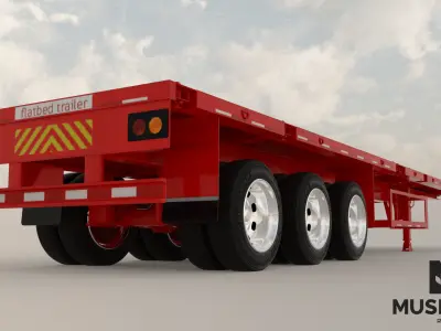 Trailer flatbed container  Low-poly 3D model