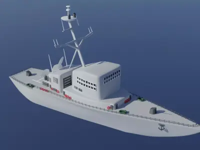Destroyer ship Low-poly 3D model Free low-poly 3D model