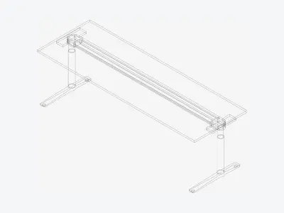 Desk - Rectangle - Simplicity - Adjustable Height - Single Low-poly 3D model