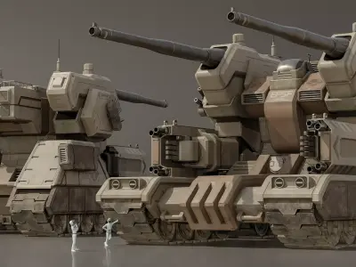 Gundam RX-75 Guntank Free low-poly 3D model