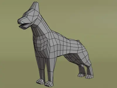 Dog doberman Low-poly 3D model