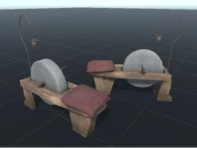 Grind stone PBR LODs Low-poly 3D model