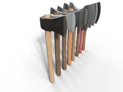 Axes Bundle 2K Low-poly 3D model