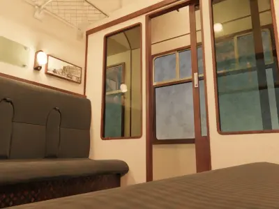 Train hogwarts express locomotive tender compartment coach 3D Model Pack