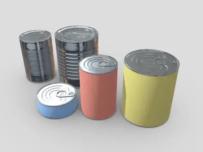 Tin Can Pack Low-poly 3D model