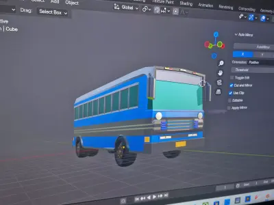 stylized low poly city bus Low-poly 3D model