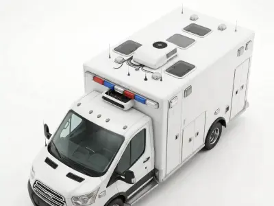 Modern Emergency Ambulance Low-poly 3D model