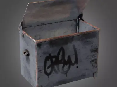 Dirty Trash Container - Pbr Game Ready Low-poly 3D model