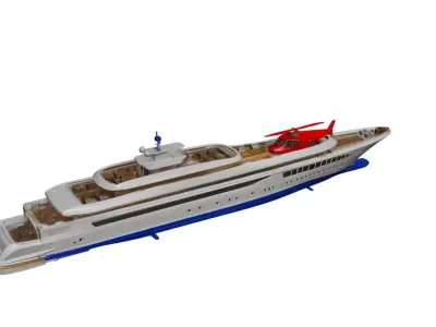 Helicopter Luxury Yacht Modern Multi-Deck Super Yacht 3D model