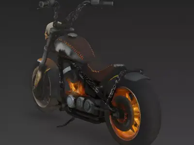 Realistic Ghost Rider Chopper 3D Model 3D Model Low-poly 3D model