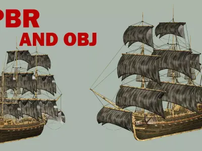 Sailboat Galleon - Game Ready B Low-poly 3D Model Low-poly 3D model