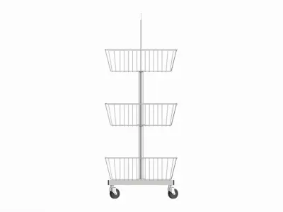 Store Wire Square Baskets 3-tier on Wheels 3D model