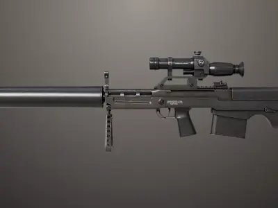 Sniper 05 Black and Sandal Single Mat Rig All PBR Unity UE Low-poly 3D model