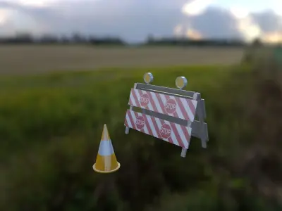 Traffic cone package Low-poly 3D model