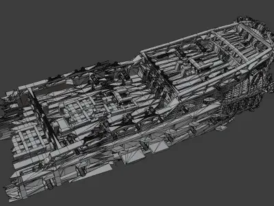 Shipwreck pirate ship Low-poly 3D model