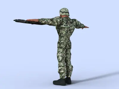 Cartoon  Soldier Rigged Low-poly 3D model