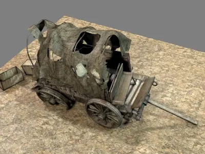 Wild West Damaged Wagon 3D model