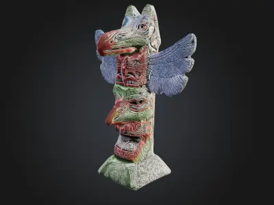Pacific Northwest Totem - Low-poly  PBR and 2K Textures Low-poly 3D model