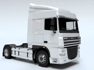 Articulated DAF XF Truck Sleeper Cab Low-poly 3D model