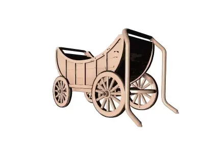 Wooden Cart 3D Printable Model 3D print model