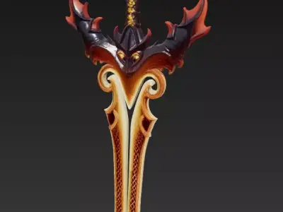 Dark Fantasy Sword 3D Model Stylized Blade 3D model