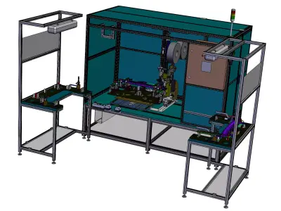 Riveting of Guide Rails in Automobile Sunroof Assembly Line 3D model
