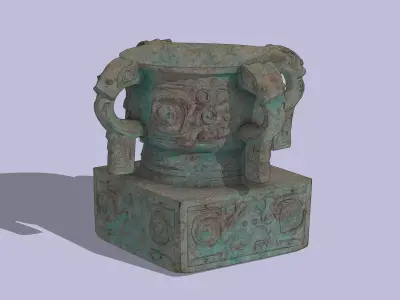 Ancient Chinese Ritual Bronze Ding Low-poly 3D model