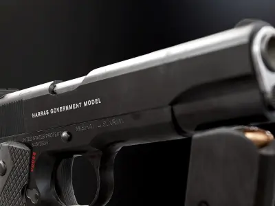 Colt 1911 Black and Chrome - Model and Textures Low-poly 3D model