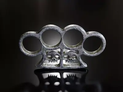 Grunge metal brass knuckles 3D model
