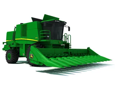 Green John Deere Combine V2 3D model