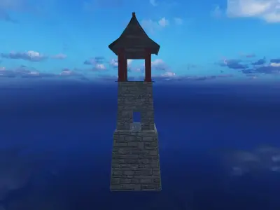Ancient Japanese  Tower Low-poly 3D model