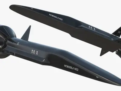 Fattah 2 Hypersonic Missile Black 3D model